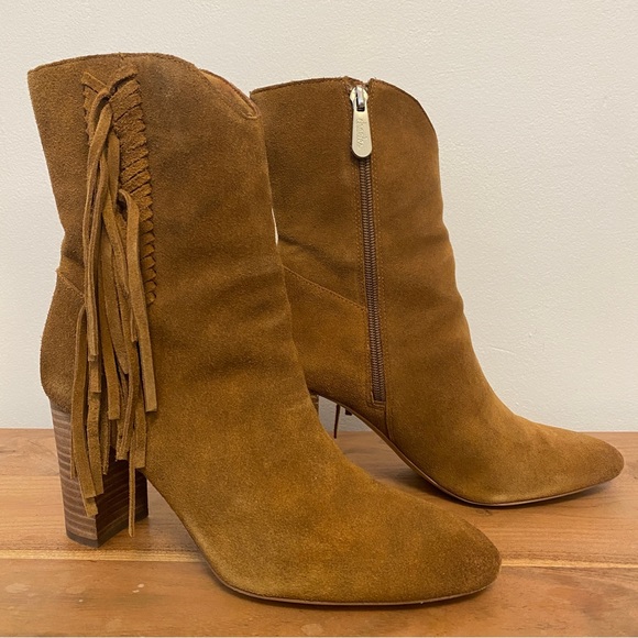 Charles By David Charles - Boulder Suede Booties with Fringe - Cognac Sz 9 - Picture 16 of 16